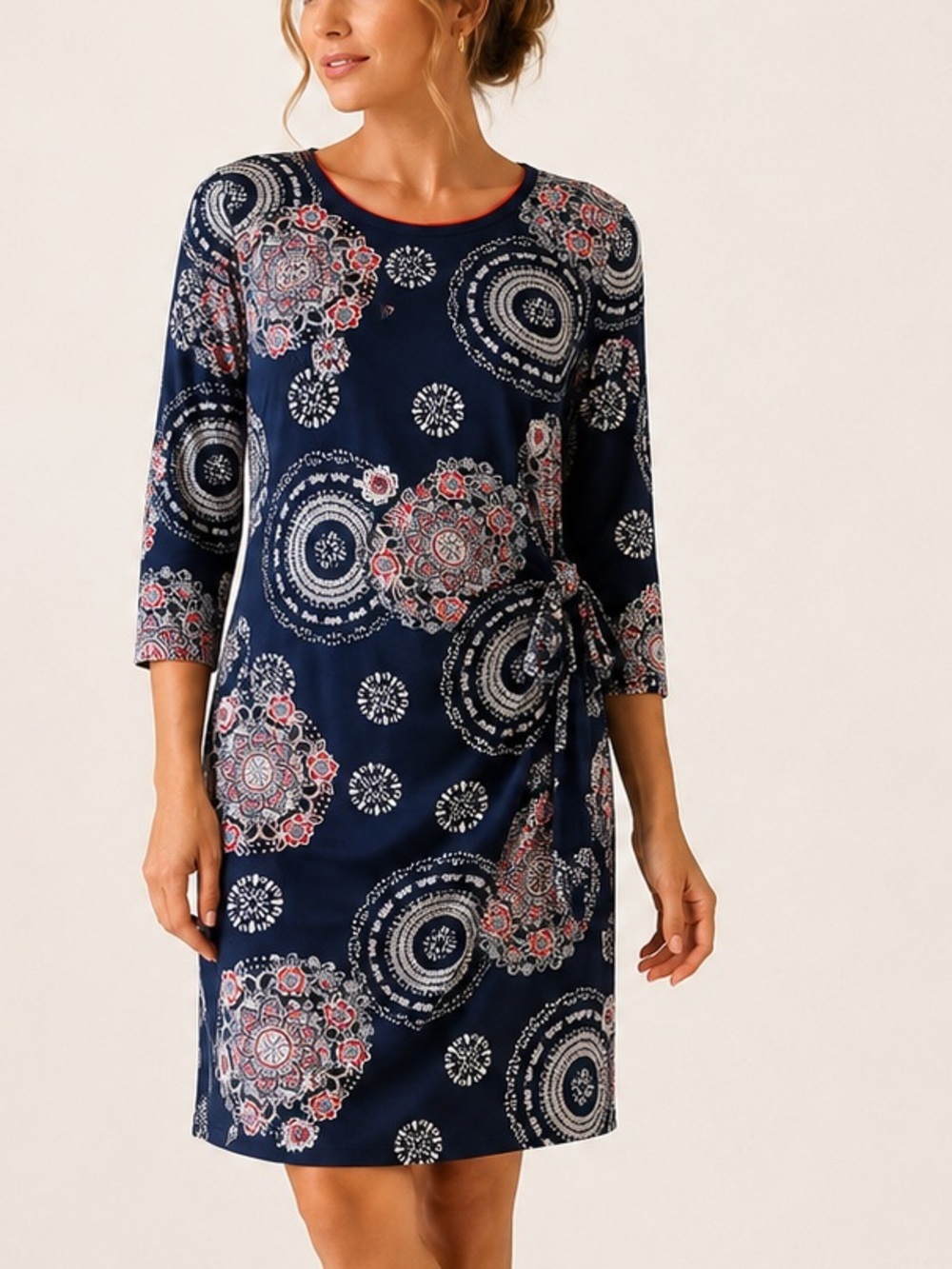 Robbie Bee Navy Floral Faux Wrap Dress XL